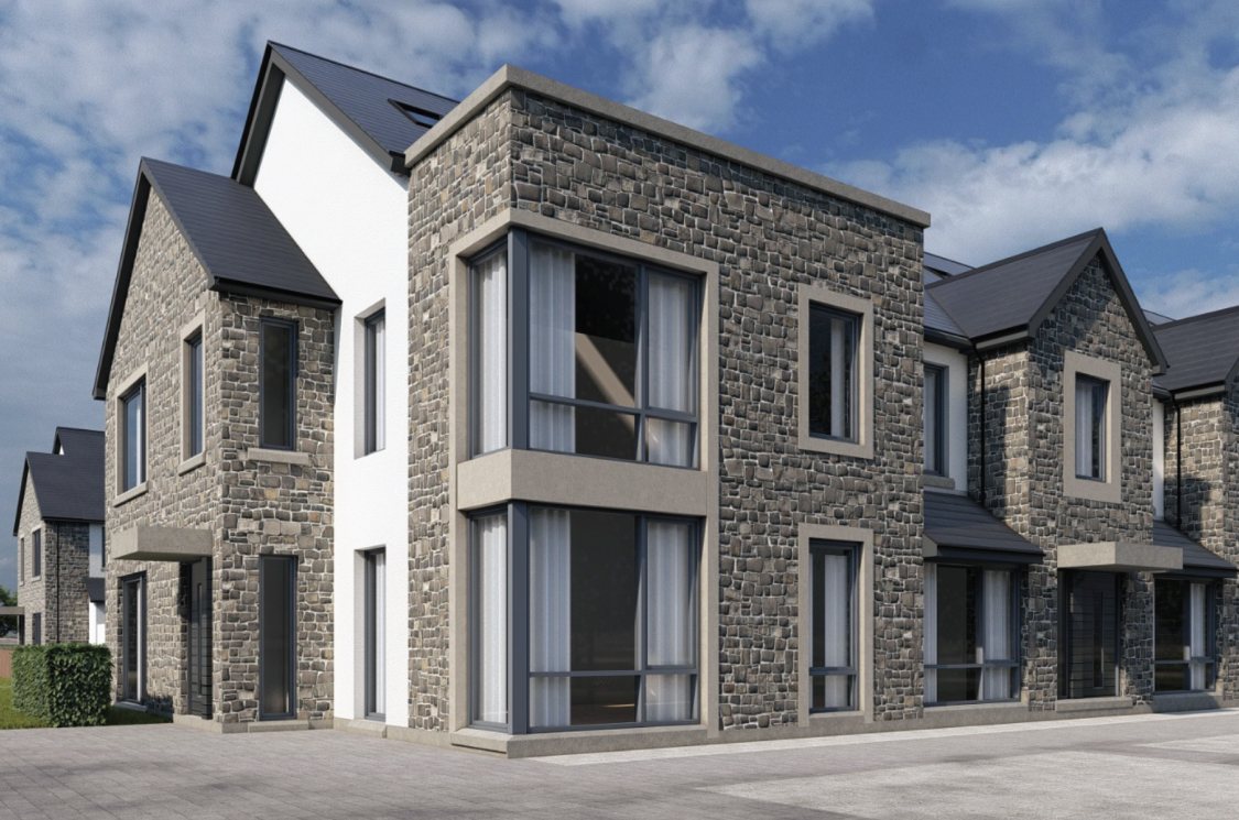 Stone-clad modern development